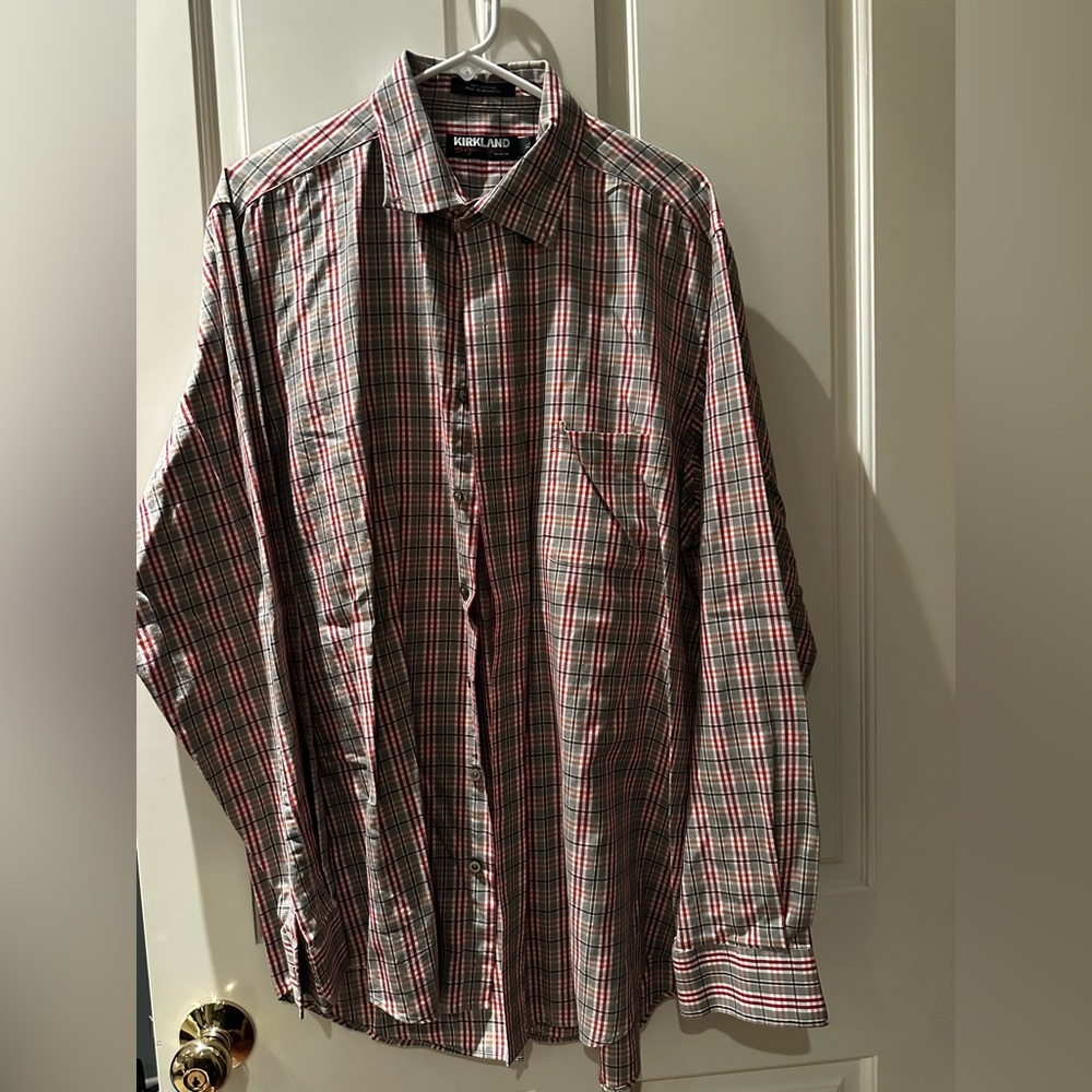 Kirkland Signature Men's Checkered Shirt - burgundy, Black, White